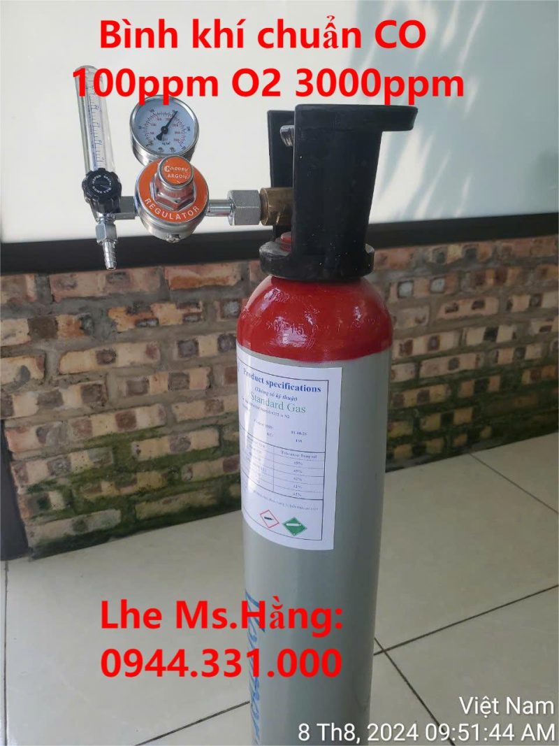 Bình khí chuẩn CO 100ppm O2 3000ppm