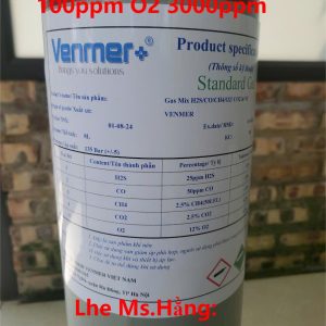 Bình khí chuẩn CO 100ppm O2 3000ppm