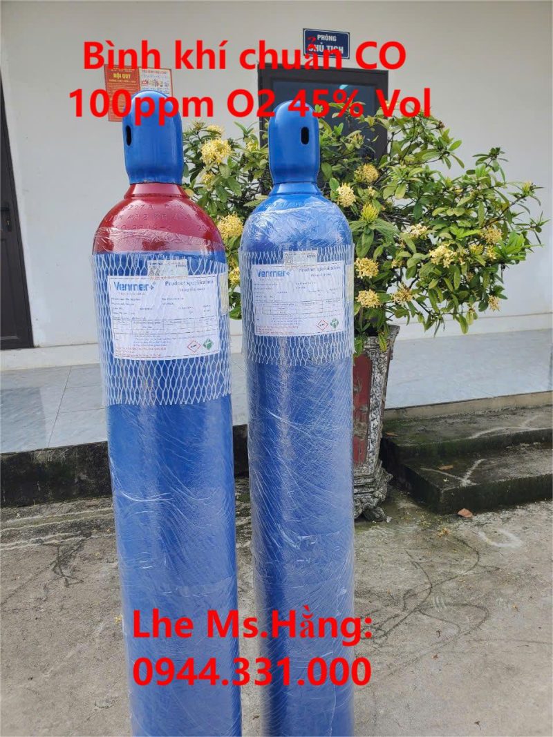 Bình khí chuẩn CO 100ppm O2 45% Vol