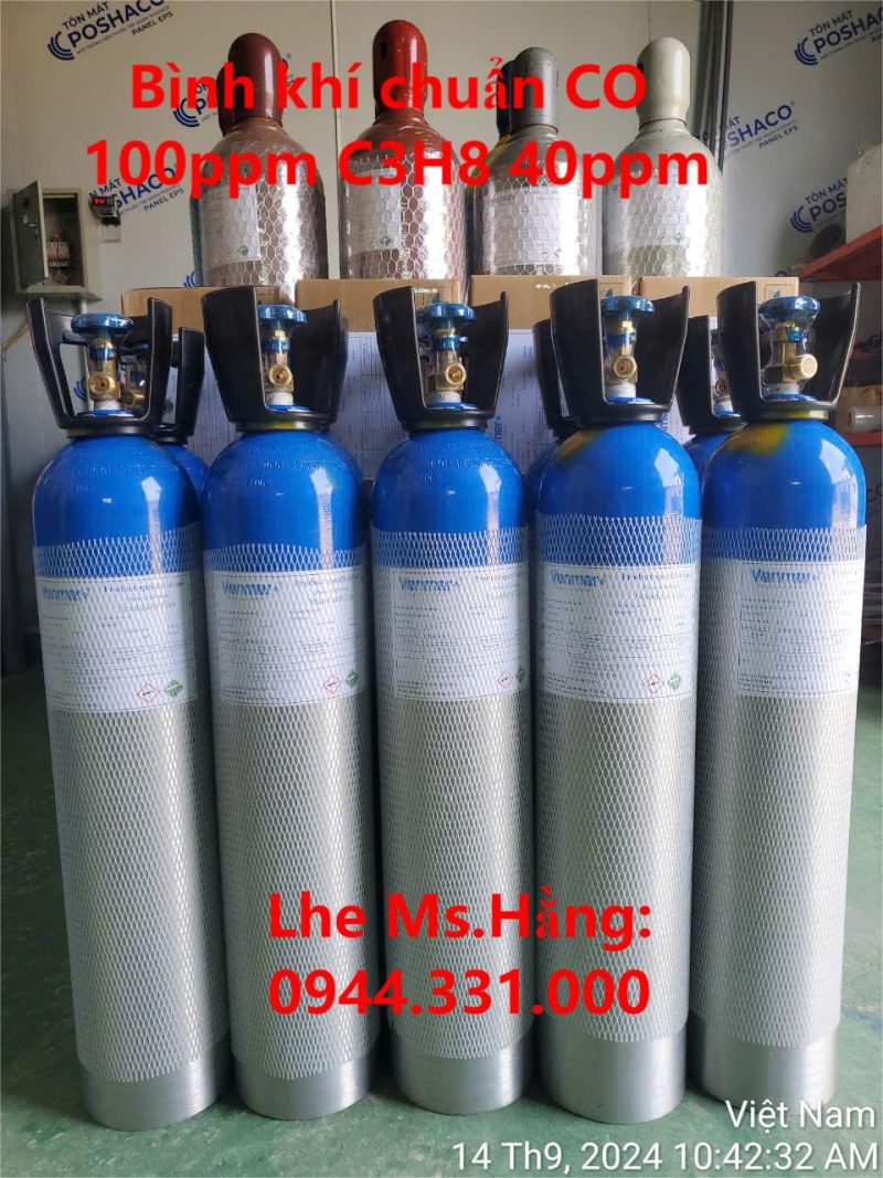 Bình khí chuẩn CO 100ppm C3H8 40ppm hiệu chuẩn