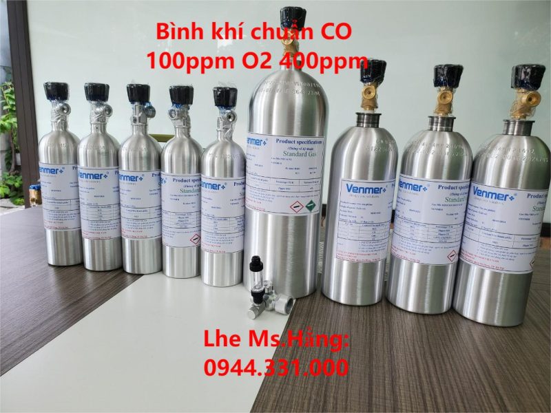 Bình khí chuẩn CO 100ppm O2 400ppm