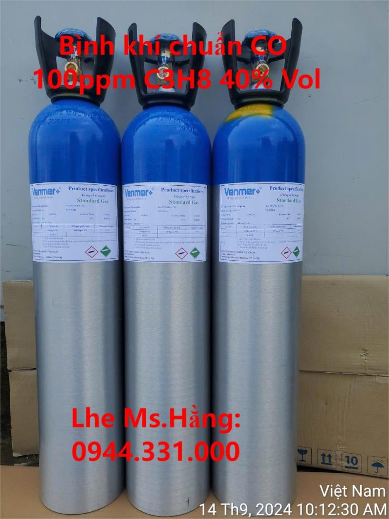 Bình khí chuẩn CO 100ppm C3H8 40% Vol