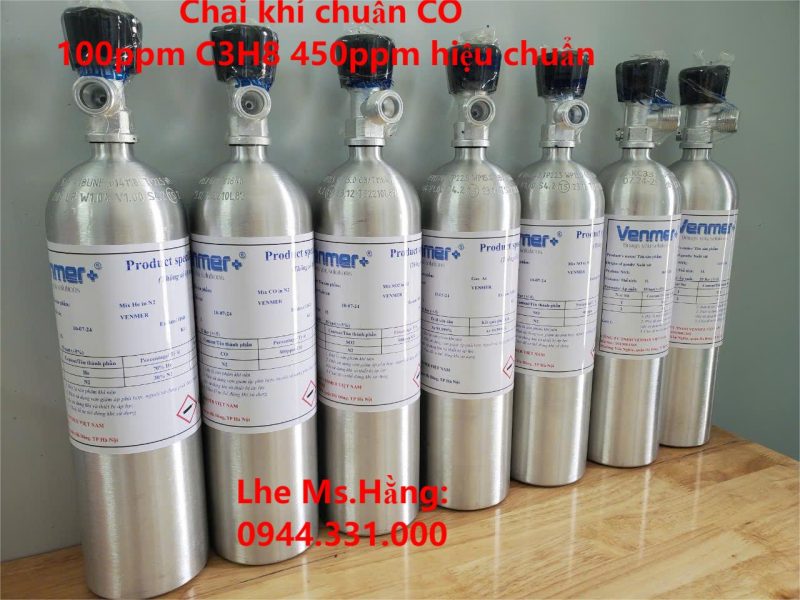 Chai khí chuẩn CO 100ppm C3H8 450ppm hiệu chuẩn