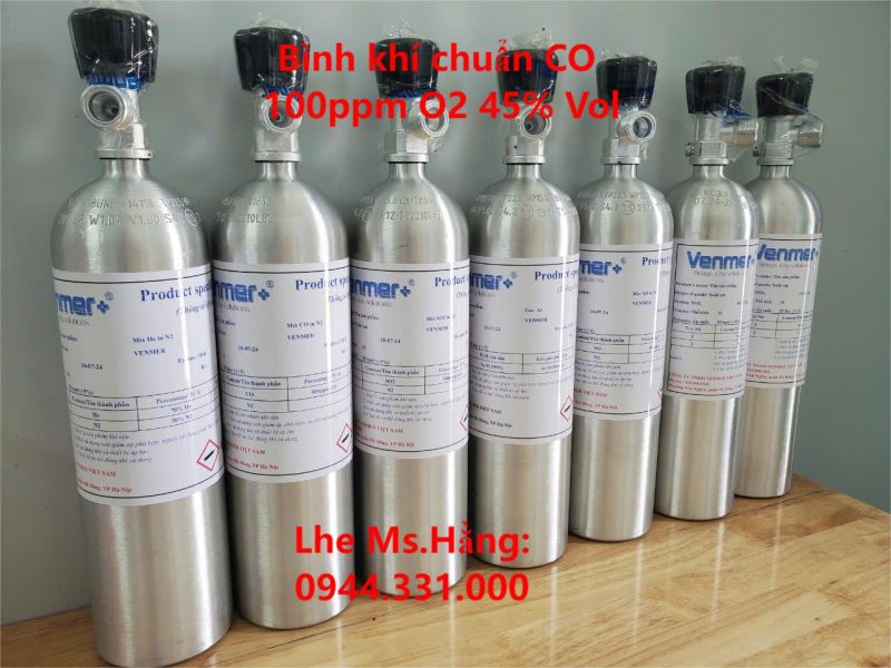 Bình khí chuẩn CO 100ppm O2 45% Vol