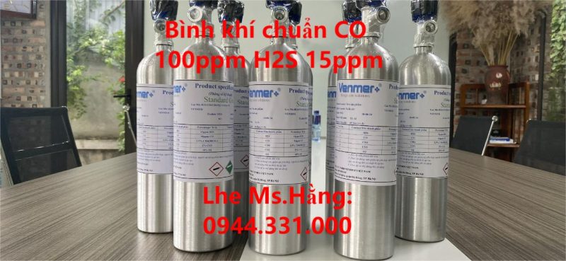 bình khí chuẩn CO 100ppm H2S 15ppm