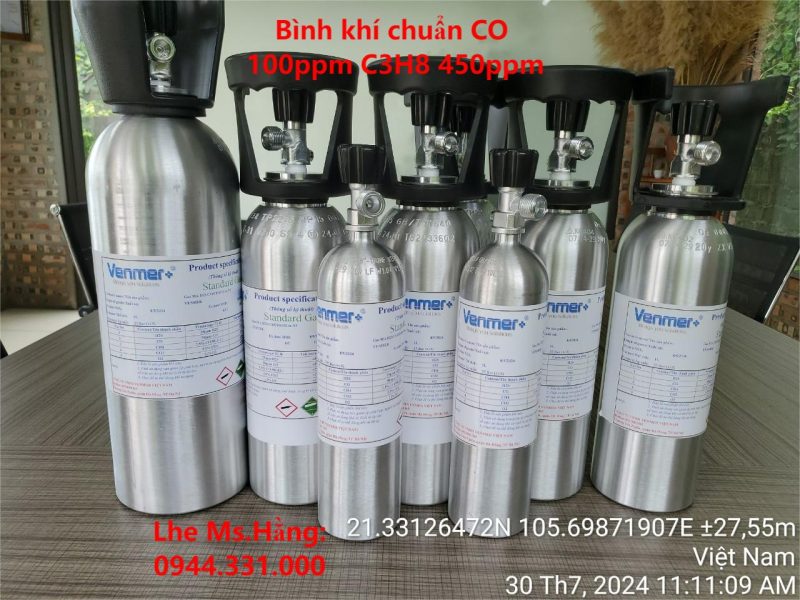 Bình khí chuẩn CO 100ppm C3H8 450ppm