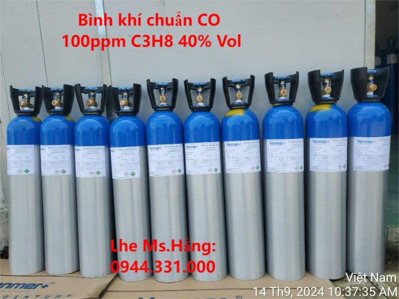 Bình khí chuẩn CO 100ppm C3H8 40 Vol%