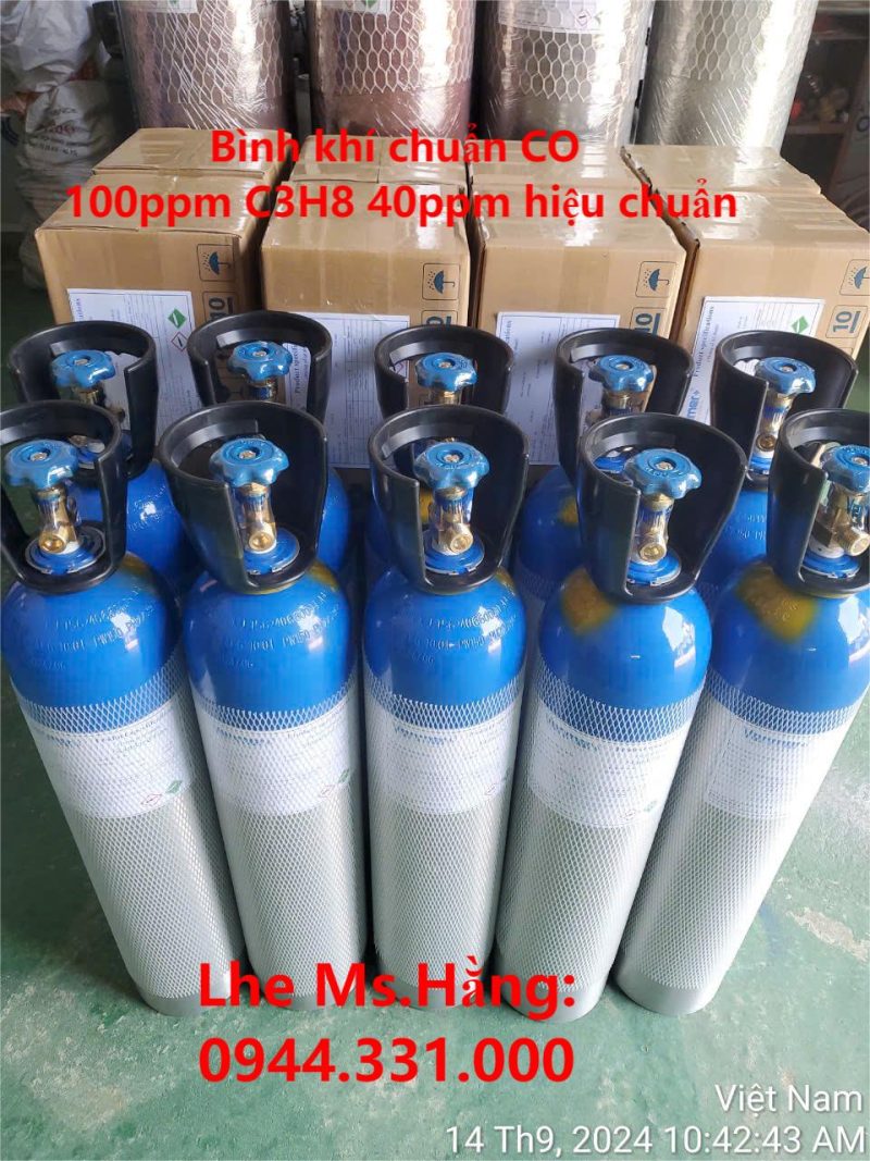 Bình khí chuẩn CO 100ppm C3H8 40ppm hiệu chuẩn