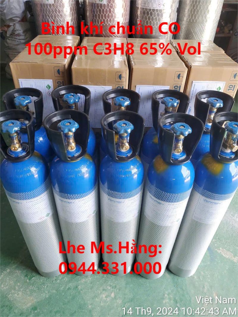 Bình khí chuẩn CO 100ppm C3H8 65% Vol