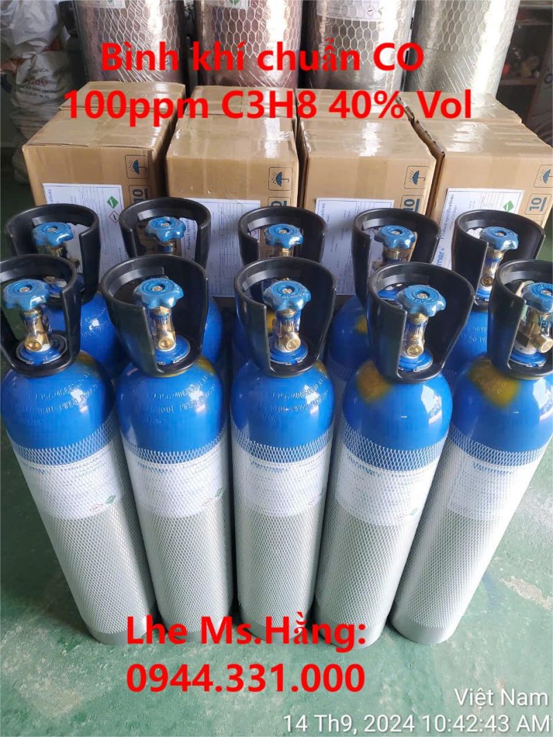 Bình khí chuẩn CO 100ppm C3H8 40% Vol