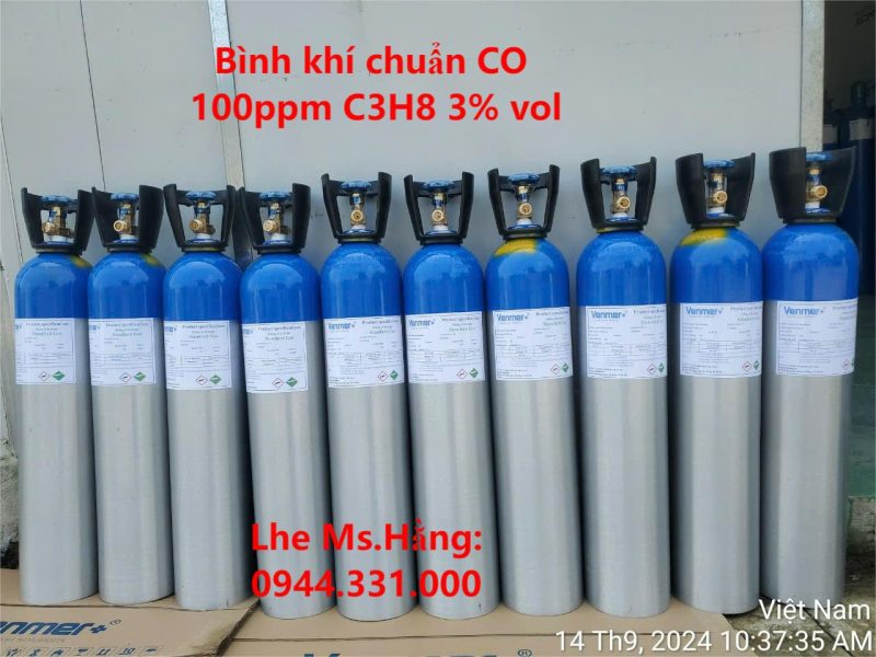 Bình khí chuẩn CO 100ppm C3H8 3% vol