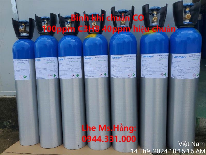 Bình khí chuẩn CO 100ppm C3H8 40ppm hiệu chuẩn