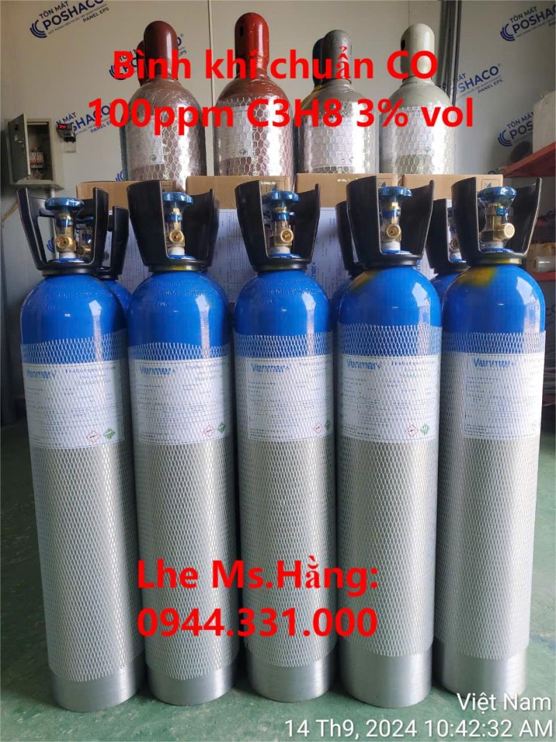 Bình khí chuẩn CO 100ppm C3H8 3% vol