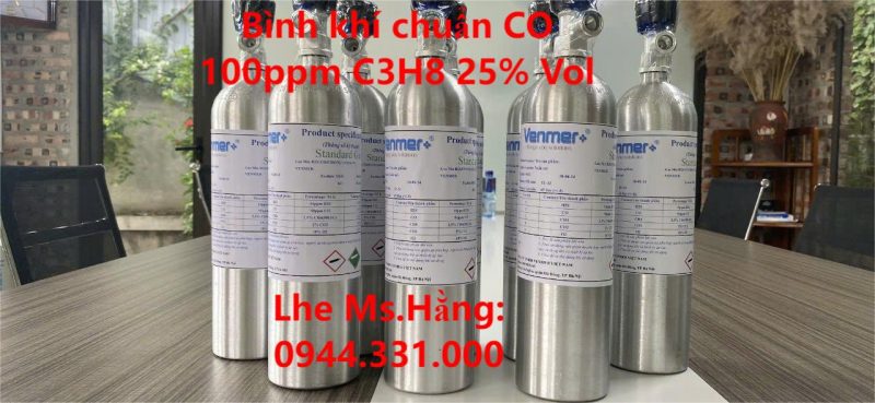 Bình khí chuẩn CO 100ppm C3H8 25% Vol