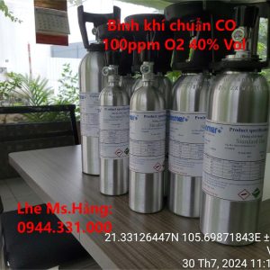 Bình khí chuẩn CO 100ppm O2 40% Vol