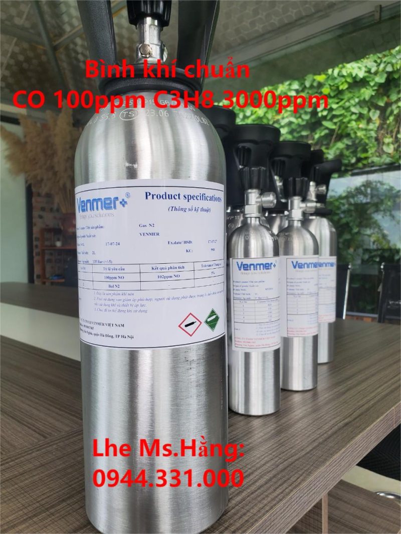 Bình khí chuẩn CO 100ppm C3H8 3000ppm