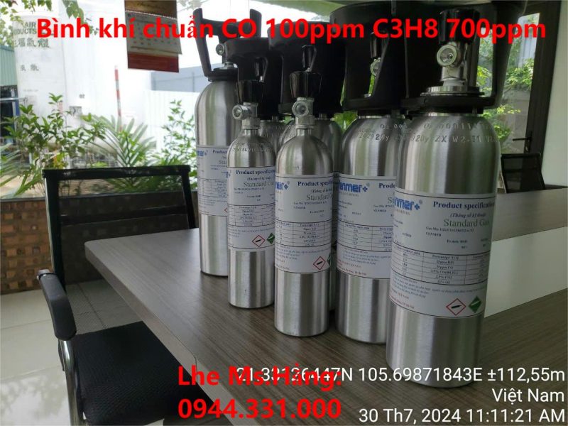 Bình khí chuẩn CO 100ppm C3H8 700ppm