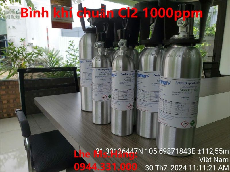 Bình khí chuẩn Cl2 1000ppm