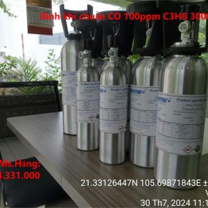 Bình khí chuẩn CO 100ppm 3000ppm