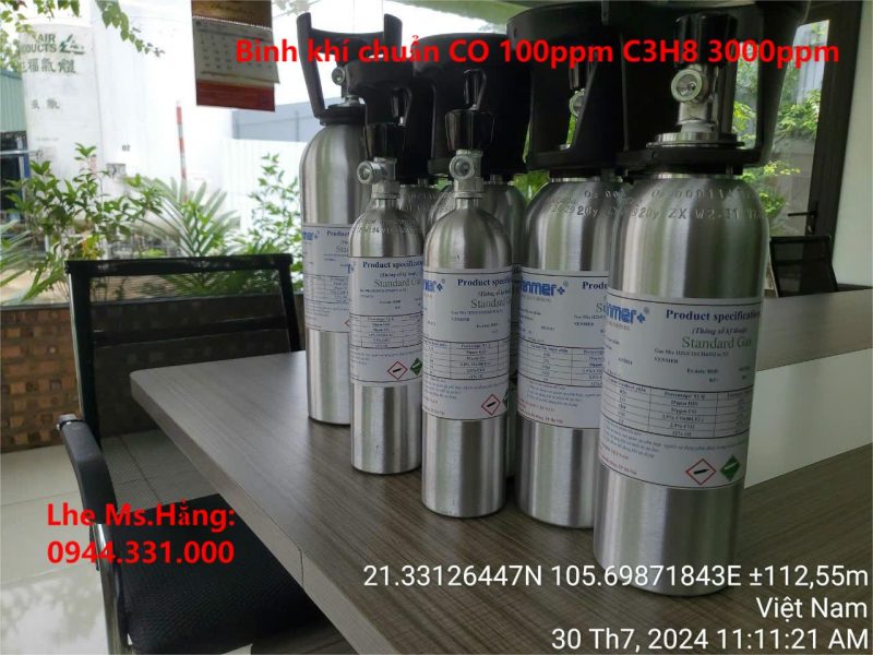 Bình khí chuẩn CO 100ppm 3000ppm