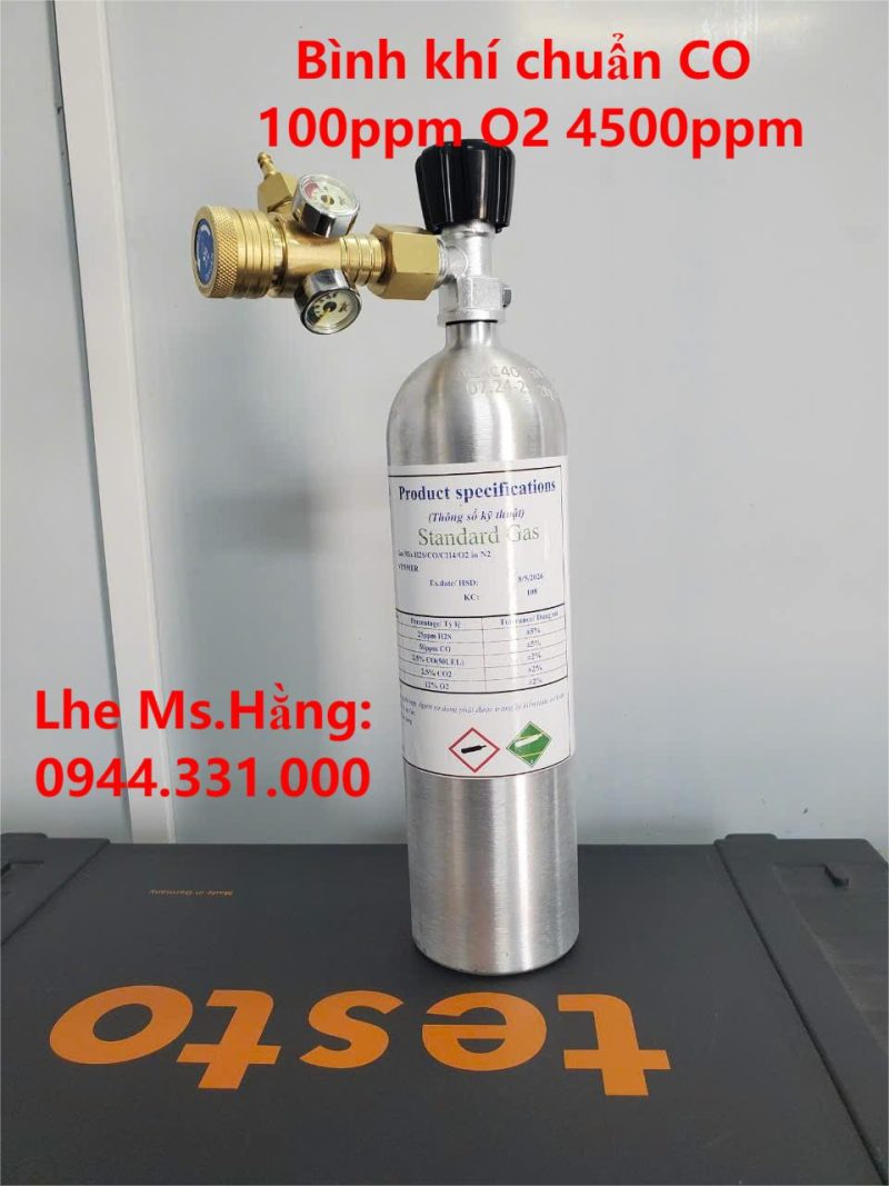 Bình khí chuẩn CO 100ppm O2 4500ppm