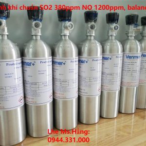 Bình khí chuẩn SO2 380ppm NO 1200ppm, balance N2