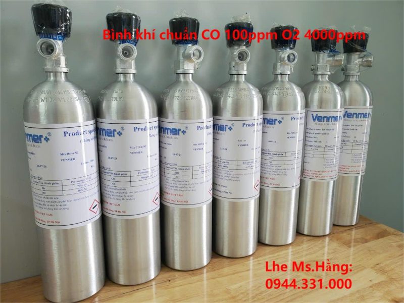 Bình khí chuẩn CO 100ppm O2 4000ppm