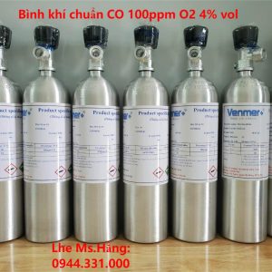 Bình khí chuẩn CO 100ppm O2 4% vol