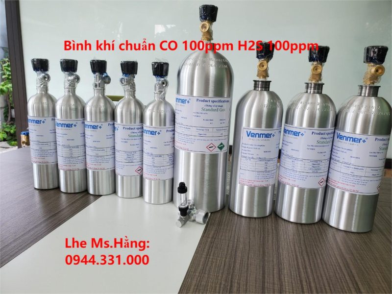 Bình khí chuẩn CO 100ppm H2S 100ppm