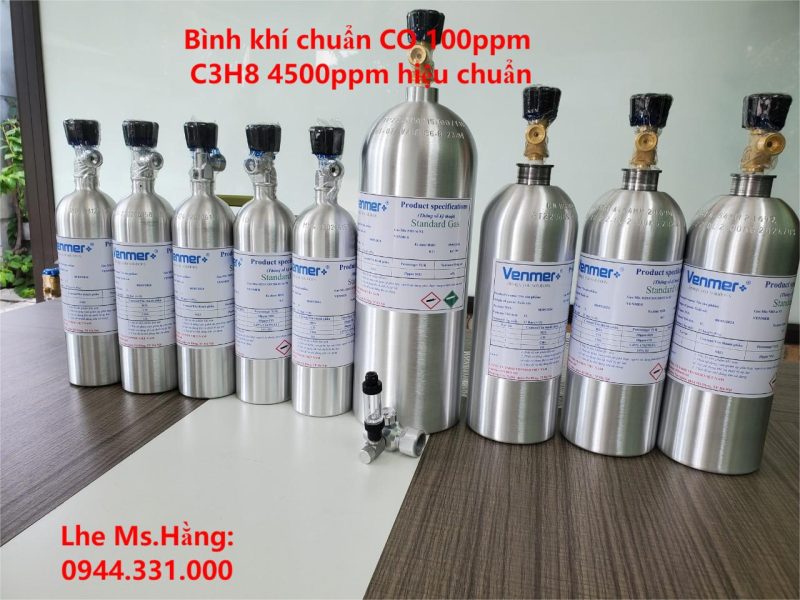 Bình khí chuẩn CO 100ppm C3H8 4500ppm hiệu chuẩn