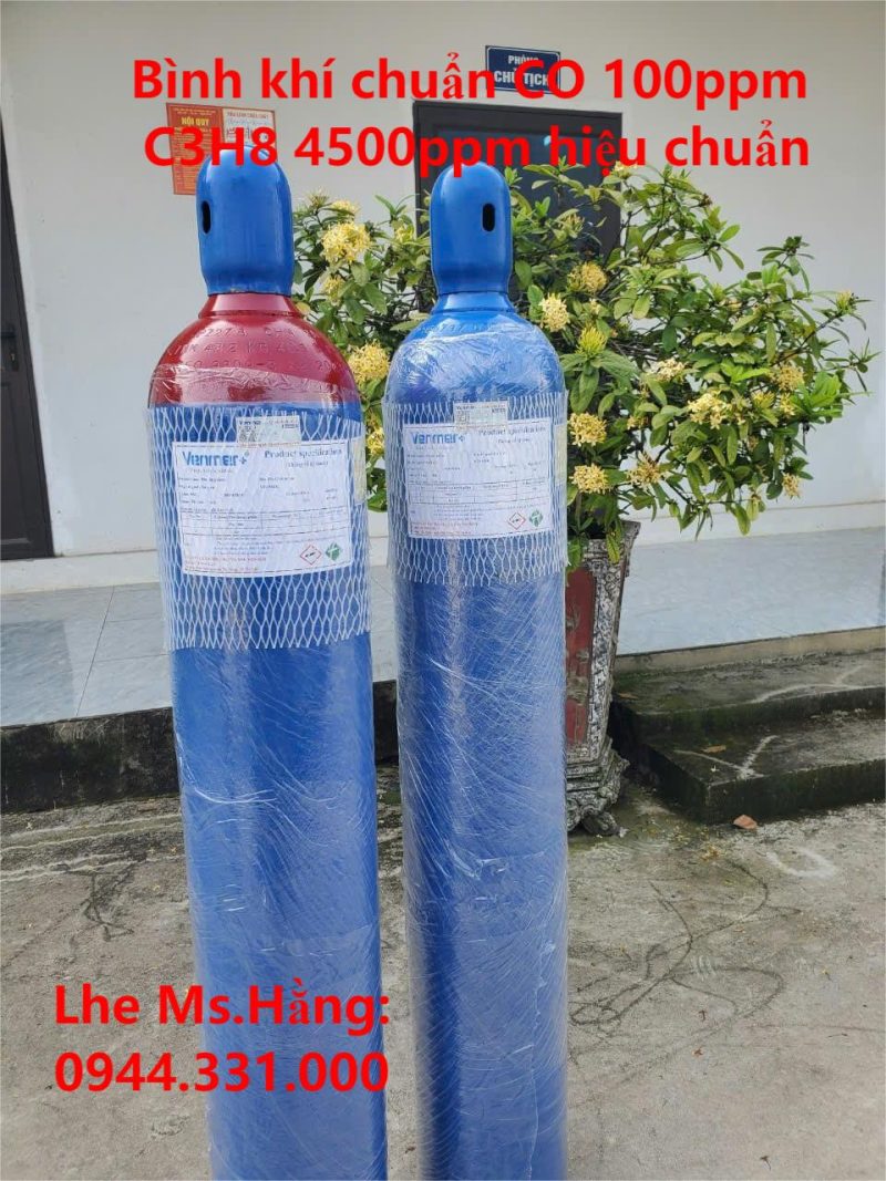 Bình khí chuẩn CO 100ppm C3H8 4500ppm hiệu chuẩn