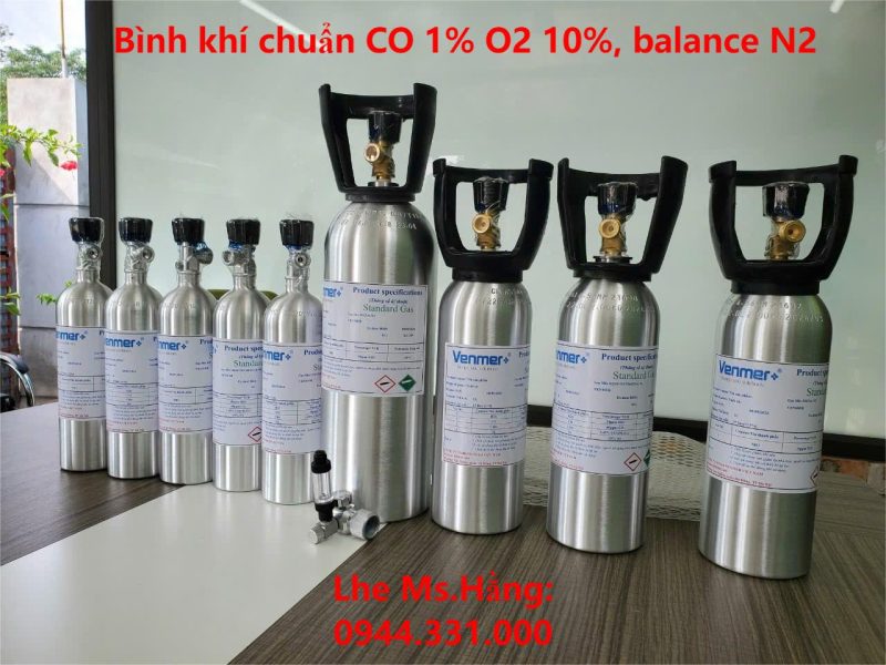 Bình khí chuẩn CO 1% O2 10%, balance N2