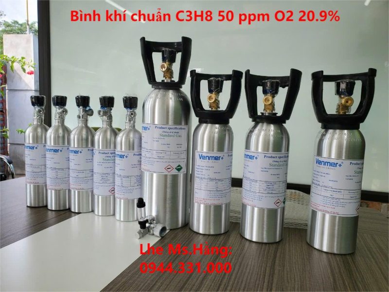 Bình khí chuẩn C3H8 50ppm O2 20.9%