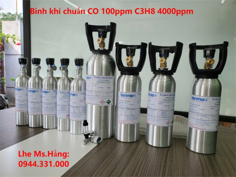 Bình khí chuẩn CO 100ppm C3H8 4000ppm