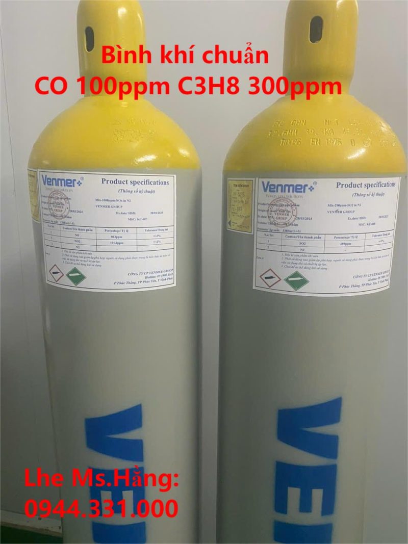 Bình khí chuẩn CO 100ppm C3H8 300ppm