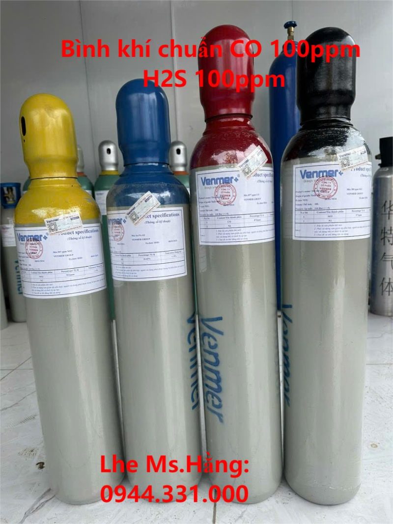 Bình khí chuẩn CO 100ppm H2S 100ppm