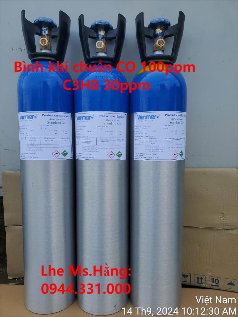 Bình khí chuẩn CO 100ppm C3H8 30ppm