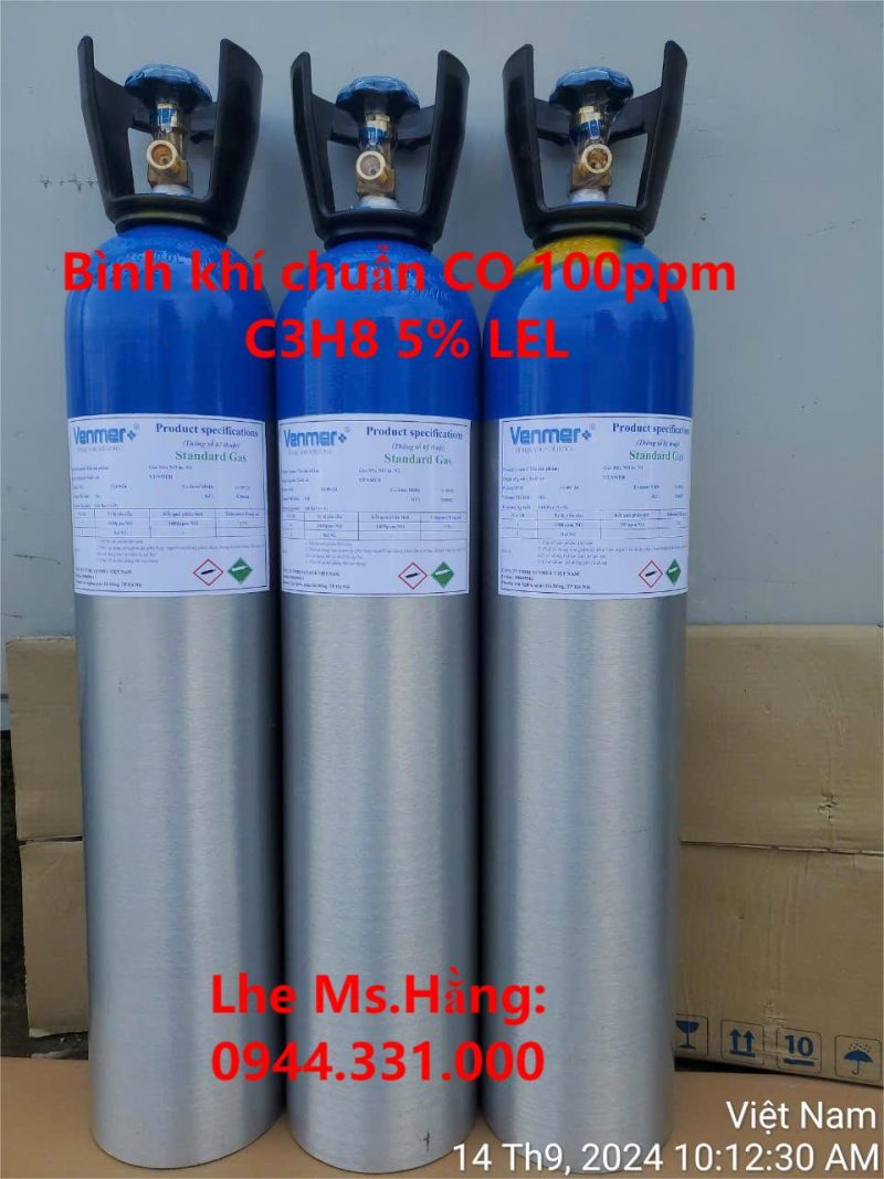 Bình khí chuẩn CO 100ppm C3H8 5% LEL