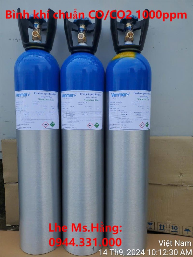 Bình khí chuẩn CO/CO2 1000ppm