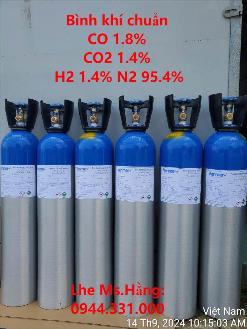 Bình khí chuẩn CO 1.8% CO2 1.4% H2 1.4% N2 95.4%