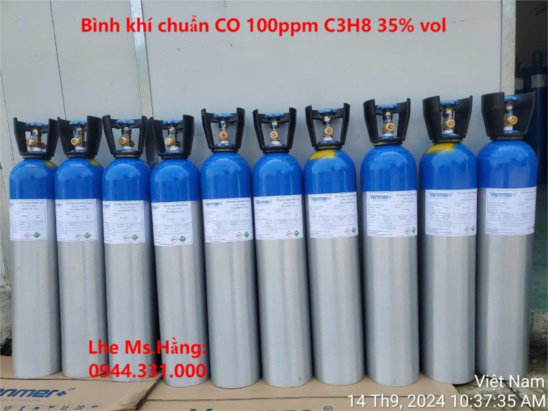 Bình khí chuẩn CO 100ppm C3H8 35% vol