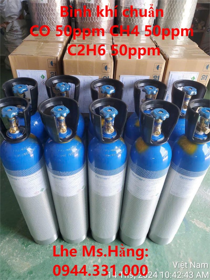 Bình khí chuẩn CO 50ppm CH4 50ppm C2H6 50ppm