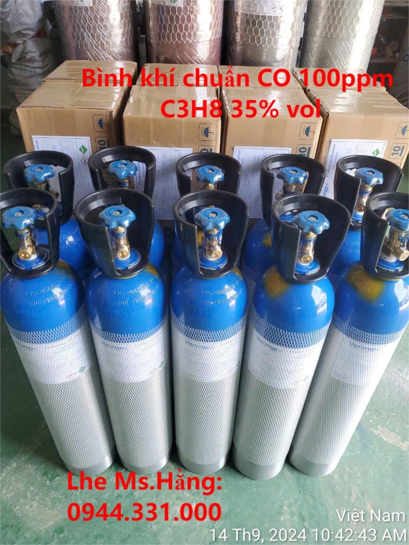 Bình khí chuẩn CO 100ppm C3H8 35%vol