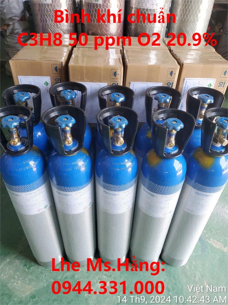 Bình khí chuẩn C3H8 50ppm O2 20.9%