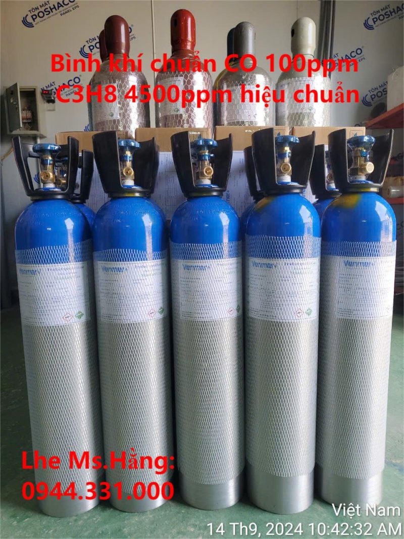 Bình khí chuẩn CO 100ppm C3H8 4500ppm hiệu chuẩn