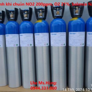 Bình khí chuẩn NO2 200ppm, O2 21%, balance N2