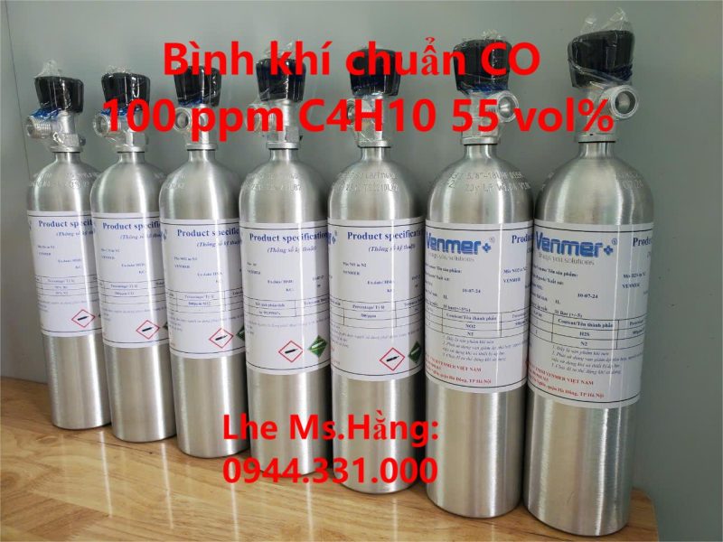 Bình khí chuẩn CO 100 ppm C4H10 55 vol