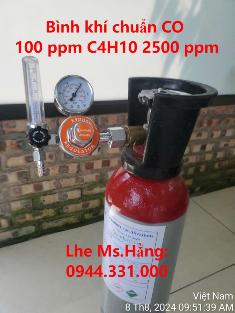 Bình khí chuẩn CO 100 ppm C4H10 2500 ppm