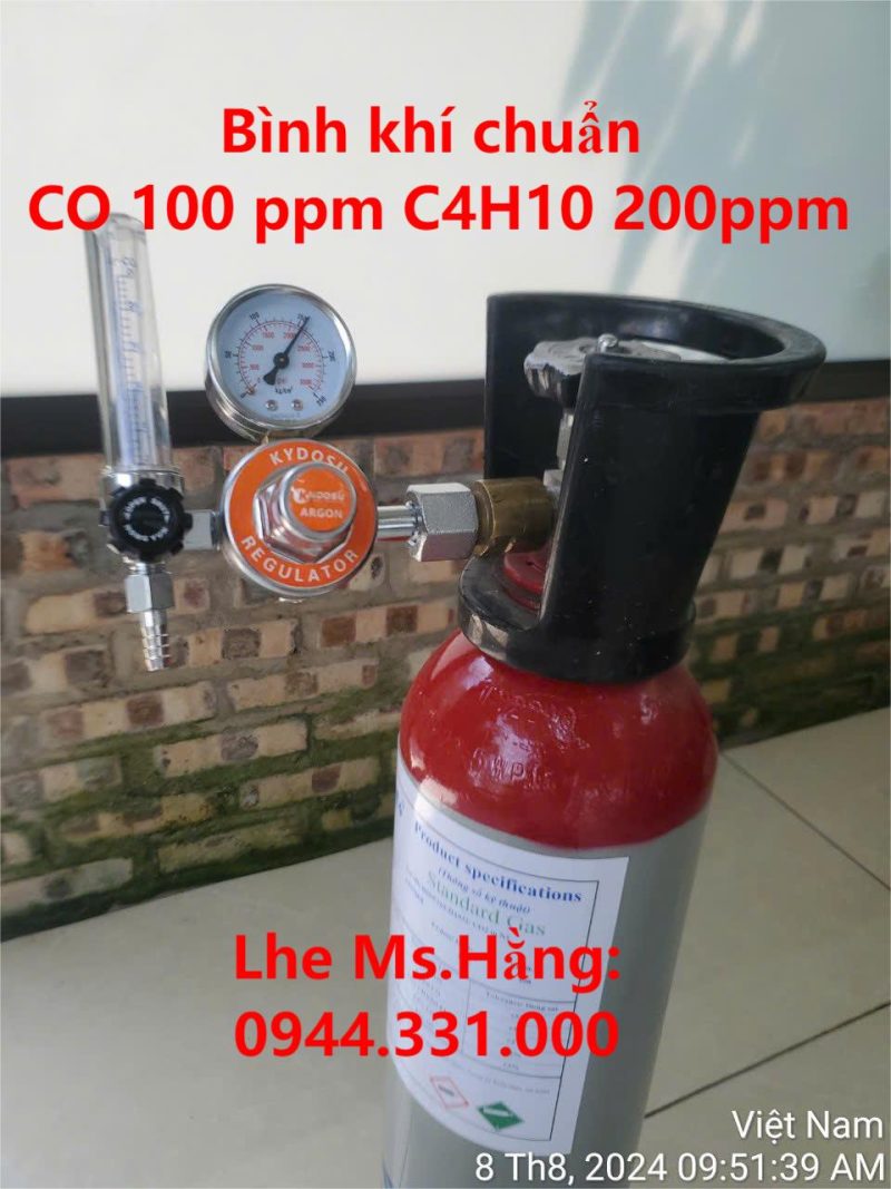 Bình khí chuẩn CO 100 ppm C4H10 200ppm