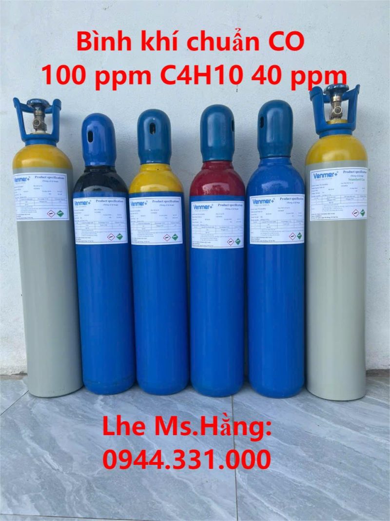 Bình khí chuẩn CO 100 ppm C4H10 40 ppm